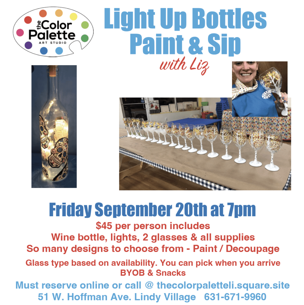 Painted Decoupage Lighted Bottles and Wine Glasses